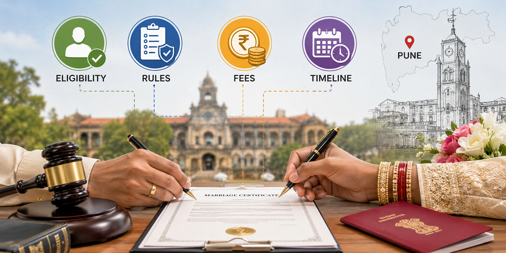 Tatkal marriage certificate registration in Pune showing eligibility, rules, fees, and timeline process.